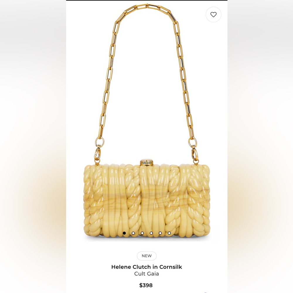 Cult Gaia $398 Helene Cornsilk Acrylic Clutch Shoulder Bag Gold Chain NWT - Picture 1 of 11